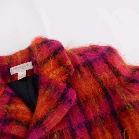 Vintage Jones New York Petites Pink/ Orange 50% Wool 45% Mohair Button Up Jacket - Picture 10 of 13